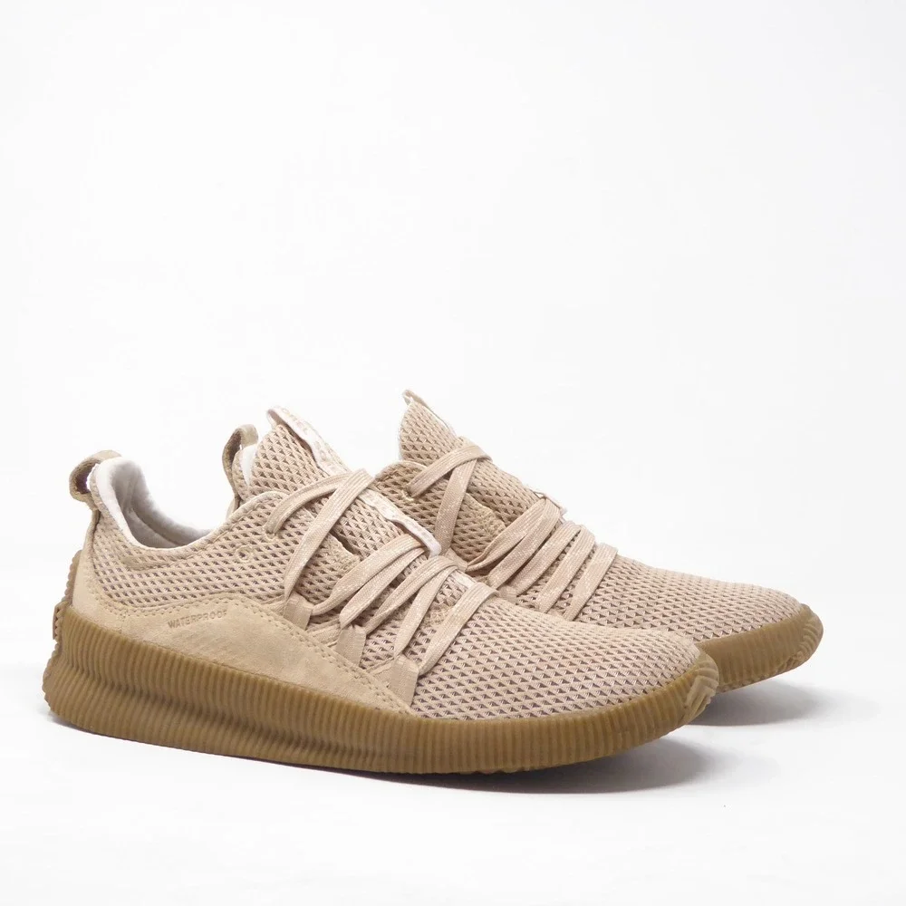 Sorel Womens Out N About Plus Sneaker Tan Waterproof Mesh Suede 8